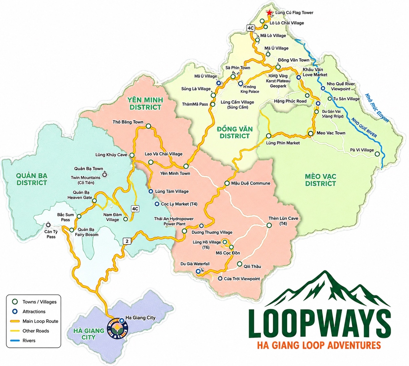 Ha Giang Loop 3 Days 2 Nights route map
